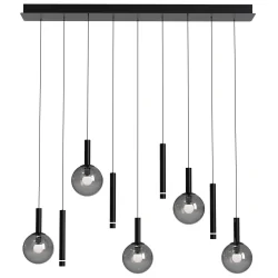 LED Pendelleuchte VOLARI, 9-flammig, 9×5W, 2300-2700K, 9×500lm, IP20, schwarz