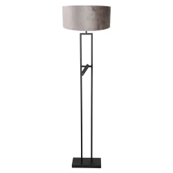 LED Stehleuchte STANG, Doppelfuß eckig, 2-flammig, H: 158cm, E27, 1W, 2900K, 100lm, IP20, schwarz, Schirm silber
