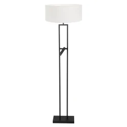 LED Stehleuchte STANG, Doppelfuß eckig, 2-flammig, H: 158cm, E27, 1W, 2900K, 100lm, IP20, schwarz, Schirm weiß