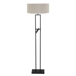 LED Stehleuchte STANG, Doppelfuß eckig, 2-flammig, H: 158cm, E27, 1W, 2900K, 100lm, IP20, schwarz, Schirm schlamm