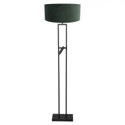 LED Stehleuchte STANG, Doppelfuß eckig, 2-flammig, H: 158cm, E27, 1W, 2900K, 100lm, IP20, schwarz, Schirm grün