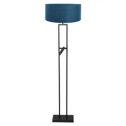 LED Stehleuchte STANG, Doppelfuß eckig, 2-flammig, H: 158cm, E27, 1W, 2900K, 100lm, IP20, schwarz, Schirm blau