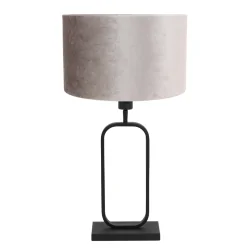 Tischleuchte STANG, Doppelfuß oval, 1-flammig, H: 60cm, E27, IP20, schwarz, Schirm silber