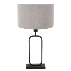 Tischleuchte STANG, Doppelfuß oval, 1-flammig, H: 60cm, E27, IP20, schwarz, Schirm grau