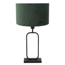 Tischleuchte STANG, Doppelfuß oval, 1-flammig, H: 60cm, E27, IP20, schwarz, Schirm grün