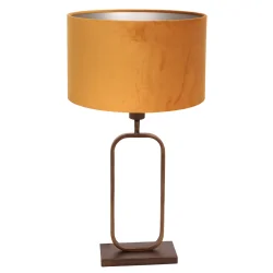 Tischleuchte STANG, Doppelfuß oval, 1-flammig, H: 60cm, E27, IP20, bronze, Schirm gold