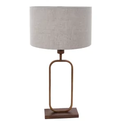 Tischleuchte STANG, Doppelfuß oval, 1-flammig, H: 60cm, E27, IP20, bronze, Schirm grau