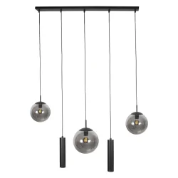 pendant luminaire BOLLIQUE 5 flames E27 + GU10 IP20, black dimmable