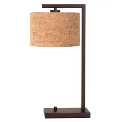 Tischleuchte STANG, Fuß eckig, 1-flammig, H: 51cm, E27, IP20, cacao, Schirm kork