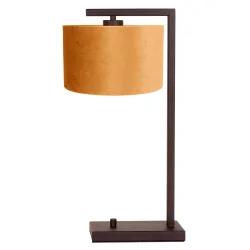 Tischleuchte STANG, Fuß eckig, 1-flammig, H: 51cm, E27, IP20, cacao, Schirm gold