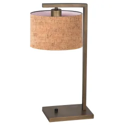 Tischleuchte STANG, Fuß eckig, 1-flammig, H: 51cm, E27, IP20, bronze, Schirm kork