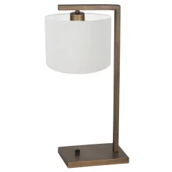 Tischleuchte STANG, Fuß eckig, 1-flammig, H: 51cm, E27, IP20, bronze, Schirm weiß