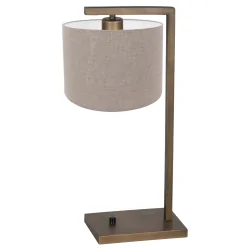 Tischleuchte STANG, Fuß eckig, 1-flammig, H: 51cm, E27, IP20, bronze, Schirm grau
