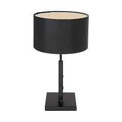 Tischleuchte STANG, Up, 40cm, E27, Dreh-Dimmer + zylindrischem Schirm , schwarz matt, Leinen schwarz