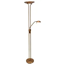 LED Deckenfluter BIRON, Leseleuchte mit Flexarm, 23+6W 2700K 2000+650lm, Drehdimmer, bronze / Abdeckung matt