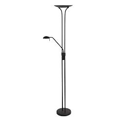LED Deckenfluter BIRON, Leseleuchte mit Flexarm, 23+6W 2700K 2000+650lm, Drehdimmer, schwarz matt / Abdeckung matt