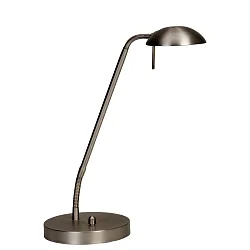 LED Tischleuchte BIRON, mit Flex-Arm, 8W 27000K 650lm, mit Dreh-Dimmer, stahl gebürstet / Abdeckung matt