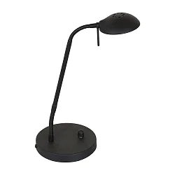 LED Tischleuchte BIRON, mit Flex-Arm, 8W 27000K 650lm, mit Dreh-Dimmer, schwarz matt / Abdeckung matt