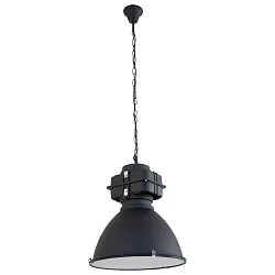 Pendelleuchte DENSI, Ø 47cm, E27, Abdeckung satiniert, schwarz matt