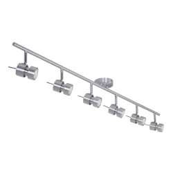 Aufbau-Strahlerleiste NATASJA, 6-flammig, inkl. 6x 7W LED 2700K 500lm, dimmbar, stahl gebürstet