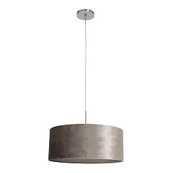 Pendelleuchte SPARKLED LIGHT, Ø 50cm, E27, mit zylindrischem Schirm, stahl gebürstet / Velours silber