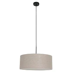 Pendelleuchte SPARKLED LIGHT, Ø 50cm, E27, mit zylindrischem Schirm, schwarz matt / Leinen schlamm