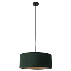 Pendelleuchte SPARKLED LIGHT, Ø 50cm, E27, mit zylindrischem Schirm, schwarz matt / Velours samtgrün