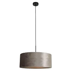 Pendelleuchte SPARKLED LIGHT, Ø 50cm, E27, mit zylindrischem Schirm, schwarz matt / Velours silber