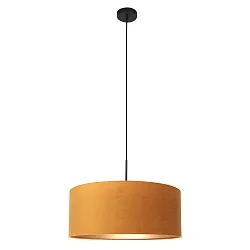 Pendelleuchte SPARKLED LIGHT, Ø 50cm, E27, mit zylindrischem Schirm, schwarz matt / Velours sandgold