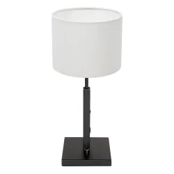 Tischleuchte STANG, Up, 40cm, E27, Dreh-Dimmer + zylindrischem Schirm , schwarz matt, Velours samtgrün