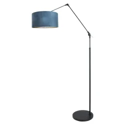 floor lamp PRESTIGE CHIC cylindrical, with switch, with shade, with jointed arm, with plug E27 IP20, black matt dimmable