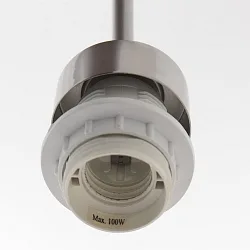 Pendelleuchte SPARKLED LIGHT, Ø 50cm, E27, mit zylindrischem Schirm, stahl gebürstet / Leinen weiß