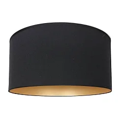 Leuchtenschirm KAPPEN, Ø 30cm, zylindrisch, Leinen schwarz / innen gold