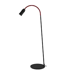 LED Steh- und Leseleuchte NEO! FLOOR (NV), 14W 2700K 25-65° (variabel), CRi 90, mit Flexarm, schwarz matt / rot