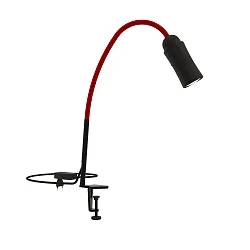 LED Klemmleuchte NEO! TABLE CLAMP (NV), 14W 2700K 25-65° (variabel), CRi 95, mit Flexarm, schwarz matt / rot
