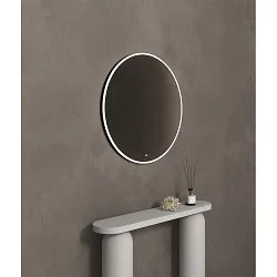 Spiegel mit Beleuchtung FRAME CIRCLE IP20, schwarz matt dimmbar