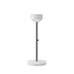 LED Tischleuchte PUK MINI EYE TABLE, Ø 8cm/H 37cm, 20W 2700K, CRi 95, starr, ohne Linse, weiß matt/chrom
