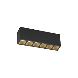 LED Deckenstrahler PIRRO PETIT CEILING SURF 6.0 LED, 6-flammig, 2700K CH 14W 220-240VAC DIM CRI90, schwarz matt, champagner