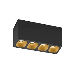 LED Deckenleuchte PIRRO 4.0, 4 Spots, 4x 4.5W 3000K, CRi >90, dimmbar, schwarz-gold