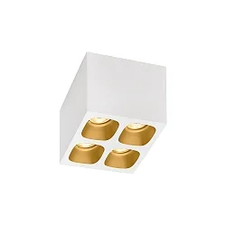 LED Deckenleuchte PIRRO 4.1, 4 Spots quadratisch, 4x 4.5W 2700K, CRi >90, dimmbar, weiß-gold