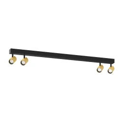 LED Aufbaustrahler CENO 4.0, IP20, 4-flammig, lange Basis, 30W 2700K 2040lm 31°, CRi >90, kardanisch, dimmbar, schwarz/ gold