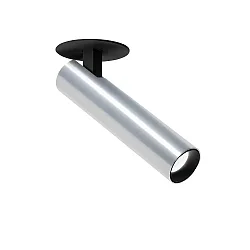 LED Decken-Halbeinbau-Leuchte MATCH 1.0, zylindrisch, 350mA, CRi >90, kardanisch, Blattfedern, , 2700K 30°, alu / schwarz