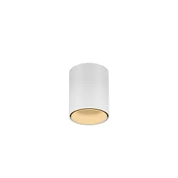 LED Aufbau-Downlight RAY MINI 1.0, IP20, Ø 7cm, CRi >90, dimmbar, 8W 2700K 30°, mattweiß / innen champagner