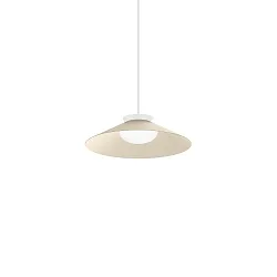 LED Pendelleuchte CLEA 1.0, Ø 35cm, CRi >90, dimmbar, Opalglas / Aluminium, offenes Kabelende, 15W 2700K, Seidengrau