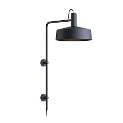 Wandleuchte ROOMOR WALL 4.3 - PAR16, GU10, Kabel mit Anschlussdose, Schirm Ø 40cm, drehbar, tiefschwarz, matt