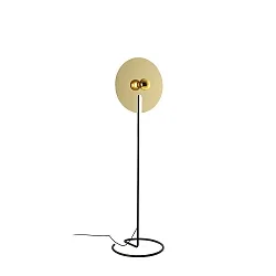 Floor lamp MIRRO FLOOR 2.0, mirror Ø 45cm, E27 (excl.), with cord dimmer, black gold