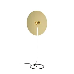 Floor lamp MIRRO FLOOR 3.0, mirror Ø 75cm, E27 (excl.), with cord dimmer, black gold
