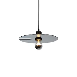 Pendant luminaire MIRRO 1.0, length 250cm / mirror Ø 30cm, E27 (excl.), black chrome