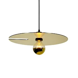 Pendant luminaire MIRRO 2.0, length 250cm / mirror Ø 45cm, E27 (excl.), black gold