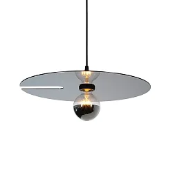 Pendant luminaire MIRRO 2.0, length 250cm / mirror Ø 45cm, E27 (excl.), black chrome